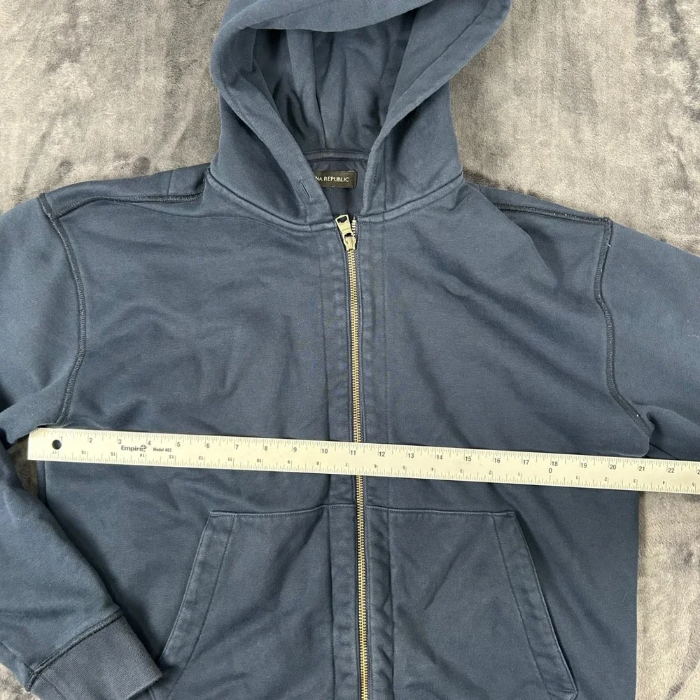 Banana Republic Full Zip Hoodie Mens XS Blue Cotton Blend Fleece Sweatshirt